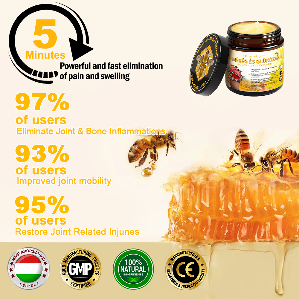 【𝐇𝐢𝐯𝐚𝐭𝐚𝐥𝐨𝐬 𝐌á𝐫𝐤𝐚𝐛𝐨𝐥𝐭】Gbpurity™ Méhmérég És Glükózamin Ízületi Gyógy Krém (Új-Zélandi méhészeti kivonat – ortopédiai problémák és ízületi fájdalmak kezelésére.)