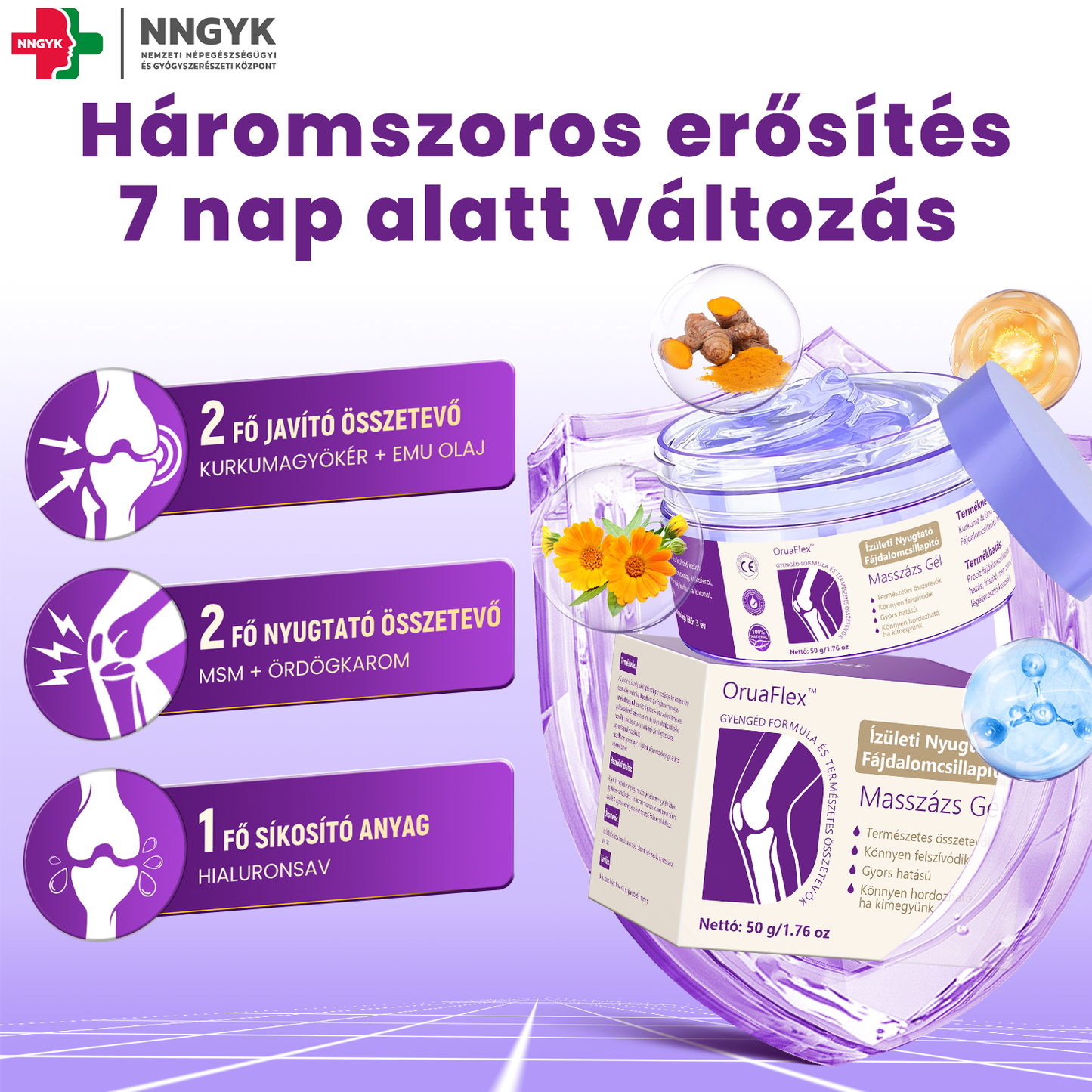 🟪𝐎𝐫𝐮𝐚𝐅𝐥𝐞𝐱™ Kurkuma & Emu Olaj Ízületi Fájdalomcsillapító Masszázs Gél👨‍⚕️Az Ortopédiai Társaság (OGYÉI) által jóváhagyva