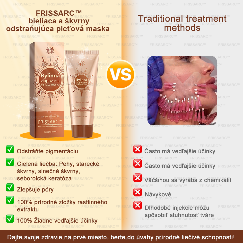 💟FRISSARC™ bieliaca a škvrny odstraňujúca pleťová maska –🍀Prírodné zložky trvalo odstraňujú pigmentové škvrny, starecké škvrny, pehy a slnečné škvrny.