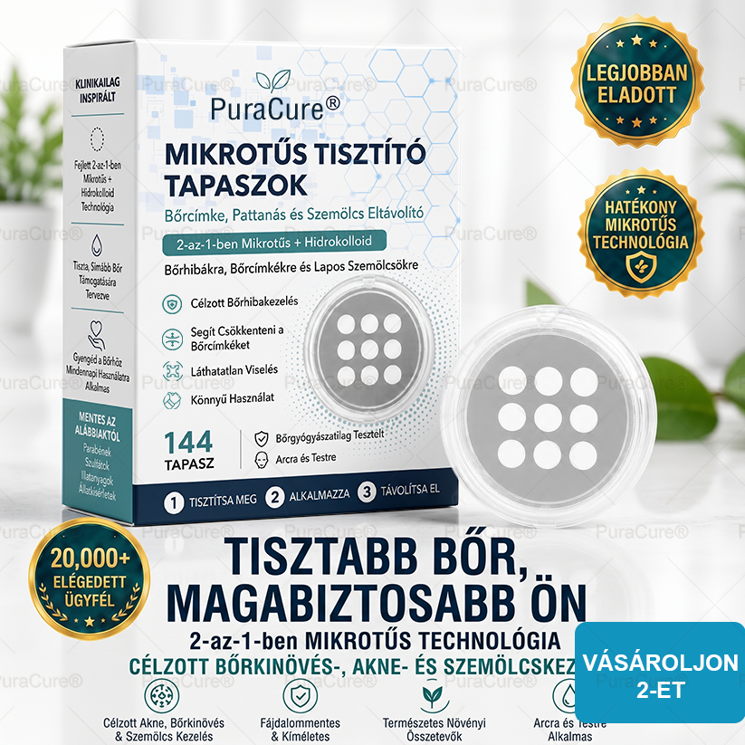 ✨ PuraCure® 2 az 1-ben mikrotűs és hidrokolloid tapasz🍀 | Kiálló anyajegyek, aknék, lapos szemölcsök és bőrnövedékek eltávolítására | Segít csökkenteni a ráncokat, hegeket és bőrhibákat | Láthatatlan tapasz az arcra és testre