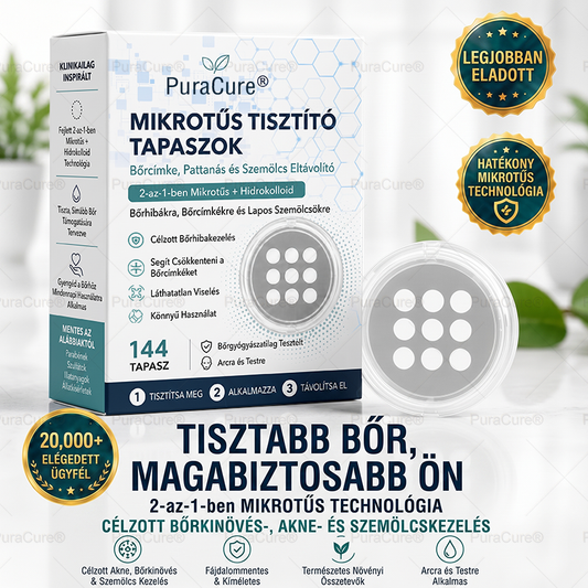 PuraCure® 2 az 1-ben mikrotűs és hidrokolloid tapasz🍀 | Kiálló anyajegyek, aknék, lapos szemölcsök és bőrnövedékek eltávolítására | Segít csökkenteni a ráncokat, hegeket és bőrhibákat | Láthatatlan tapasz az arcra és testre