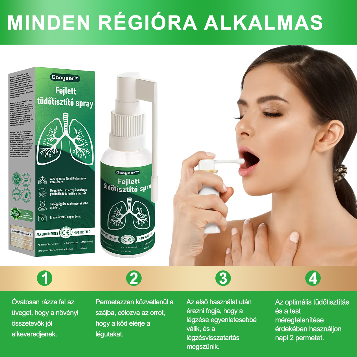 🍀𝐆𝐨𝐨𝐲𝐞𝐞𝐫™ Fejlett Tüdőtisztító Spray -Támogatja a tüdő, a hörgők és az orrmelléküregek egészségét, elősegíti a légzőrendszer egészségét és a könnyebb légzést