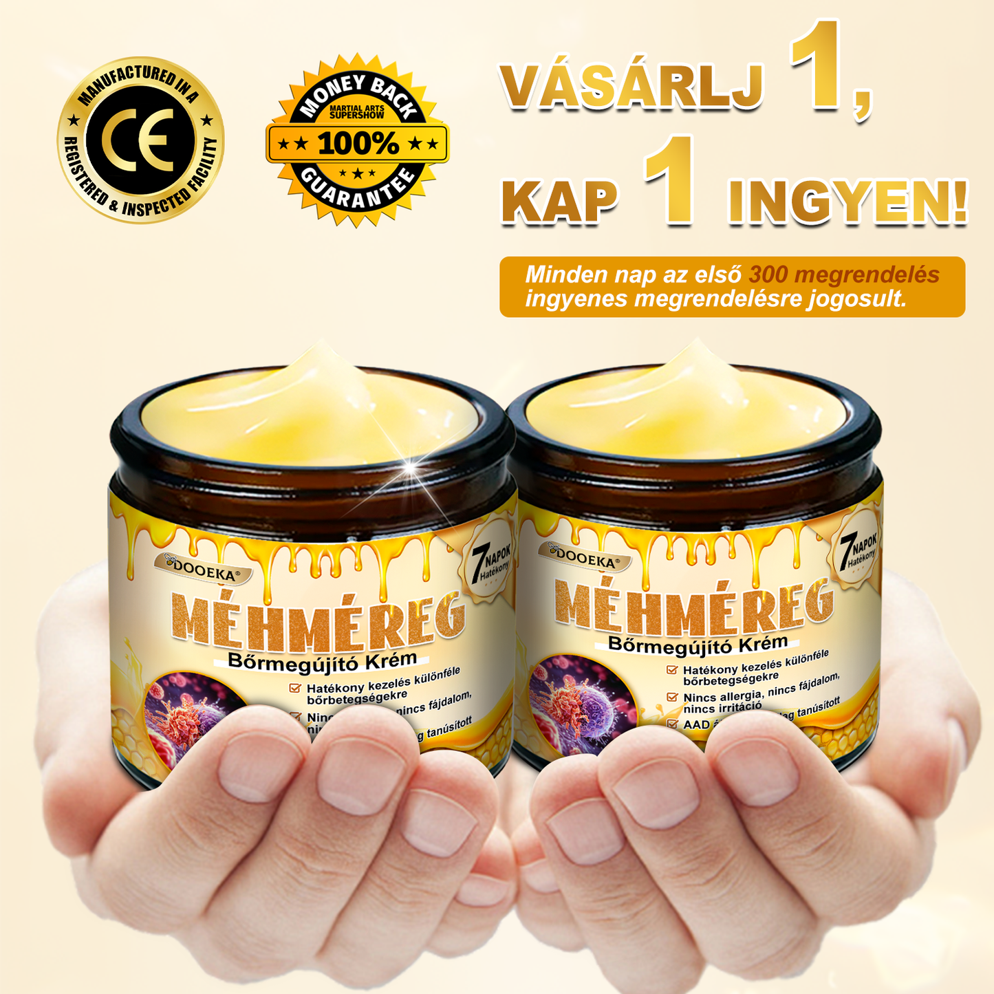 ✨OGYÉI által jóváhagyva: DOOEKA® Méhméreg Bőrmegújító Krém — 🔥Korlátozott ideig 70% kedvezmény🔥
