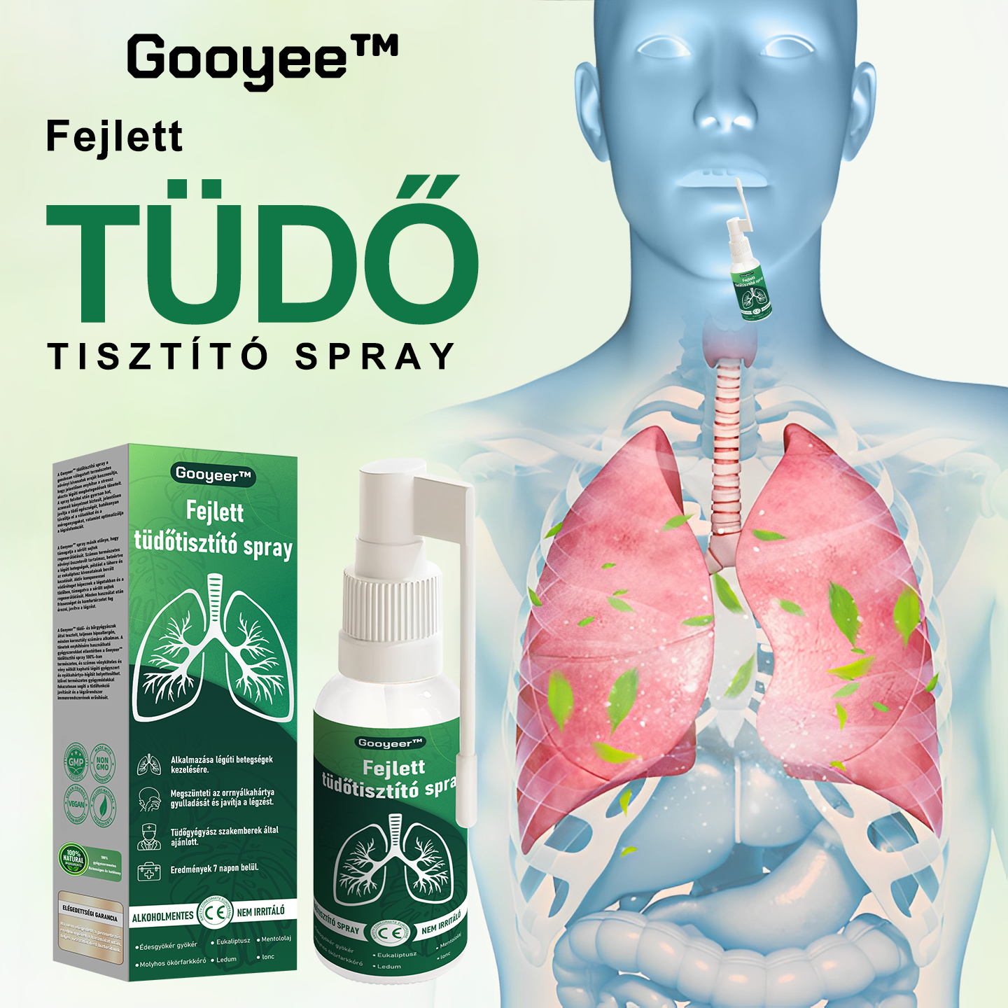 🍀𝐆𝐨𝐨𝐲𝐞𝐞𝐫™ Fejlett Tüdőtisztító Spray -Támogatja a tüdő, a hörgők és az orrmelléküregek egészségét, elősegíti a légzőrendszer egészségét és a könnyebb légzést