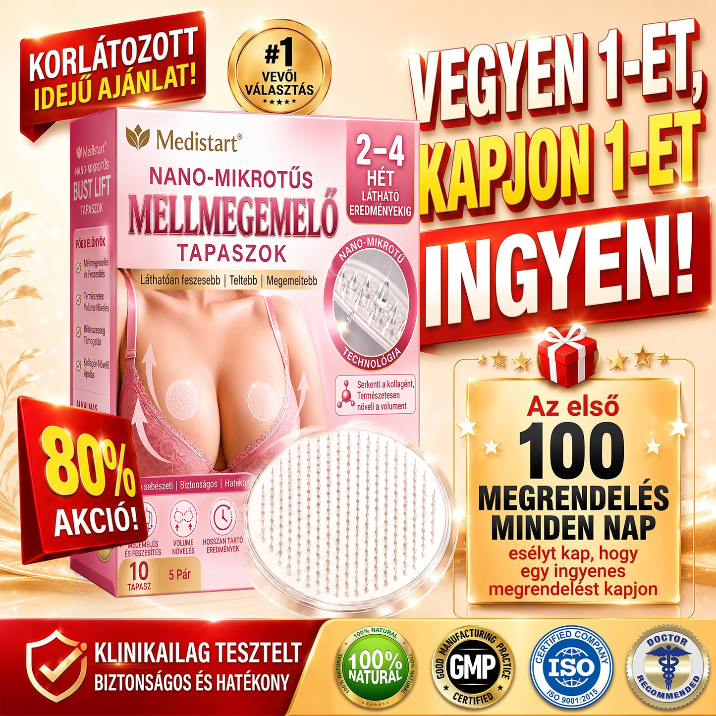 Medistart® Célzott mellnagyobbításra szolgáló, fejlett nanomikrotűs tapasz