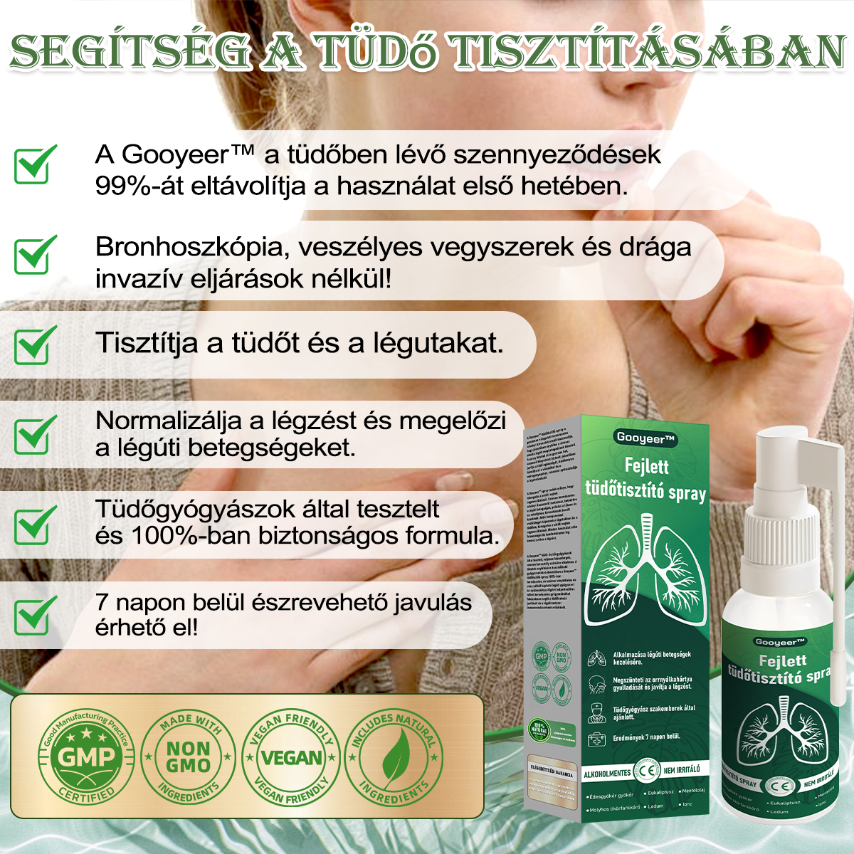 🍀𝐆𝐨𝐨𝐲𝐞𝐞𝐫™ Fejlett Tüdőtisztító Spray -Támogatja a tüdő, a hörgők és az orrmelléküregek egészségét, elősegíti a légzőrendszer egészségét és a könnyebb légzést